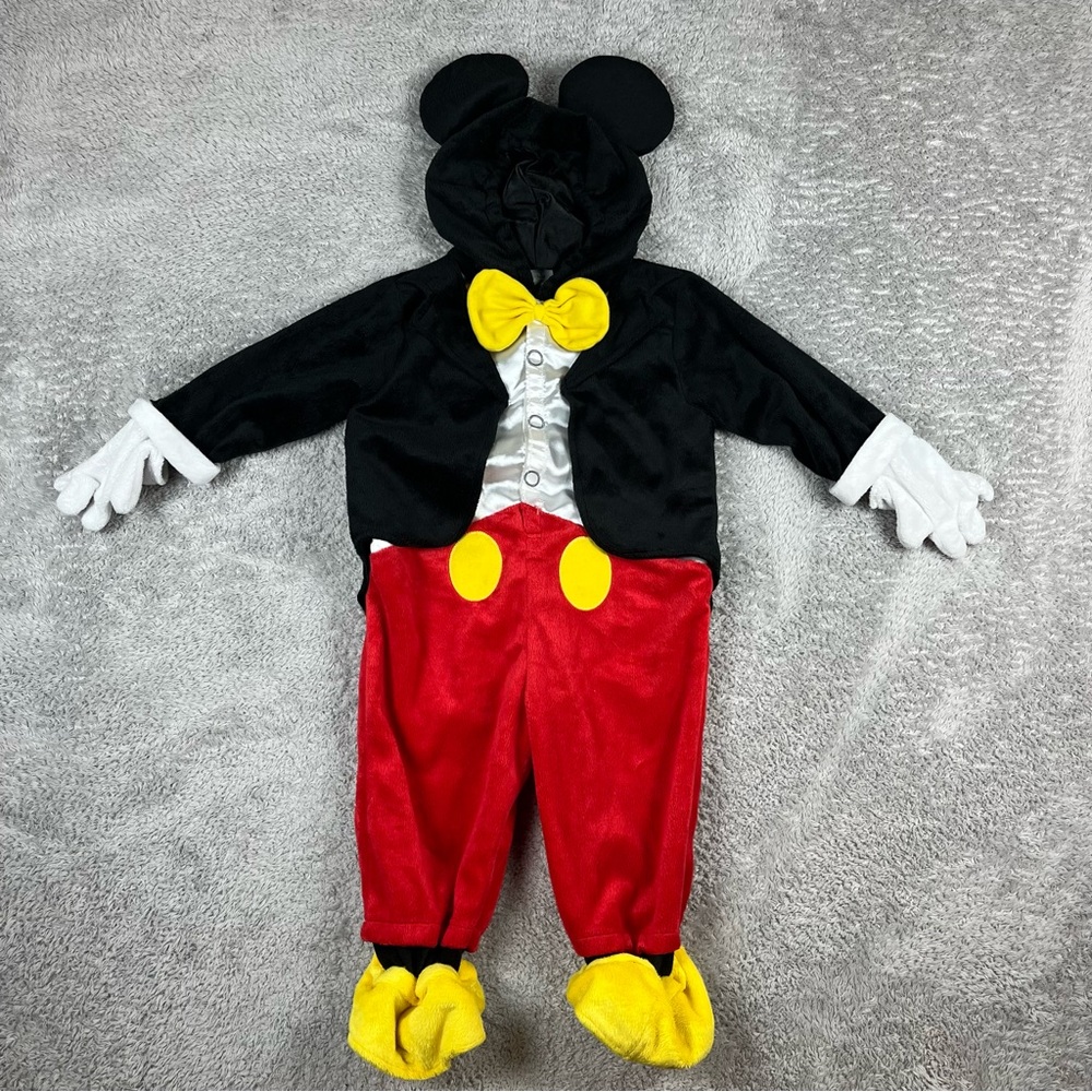 Disney Baby‎ Mickey Mouse Costume 9-12 Months Hood Halloween Outfit Gloves Shoes